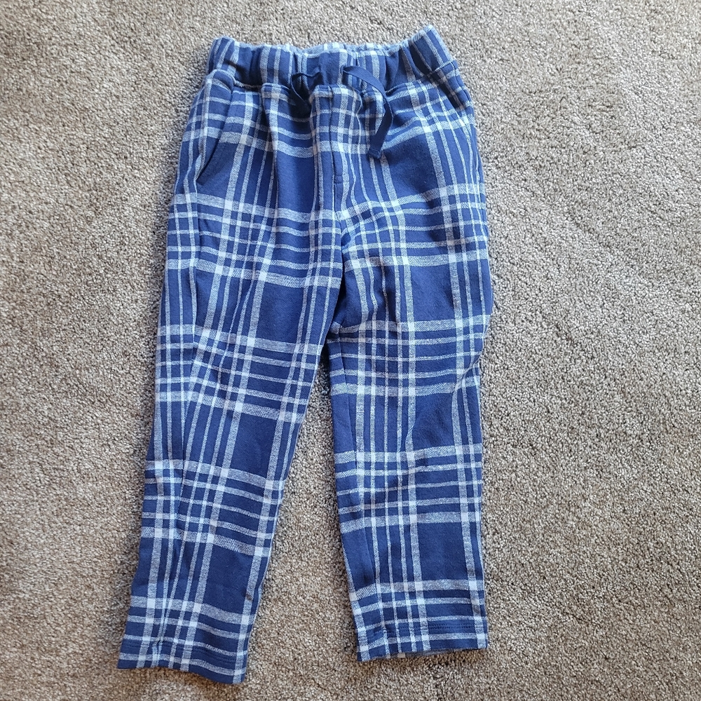Hanna Andersson Blue Plaid Knit Sweatpants